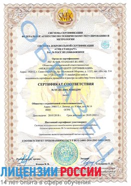 Образец сертификата соответствия Красный Сулин Сертификат ISO 14001